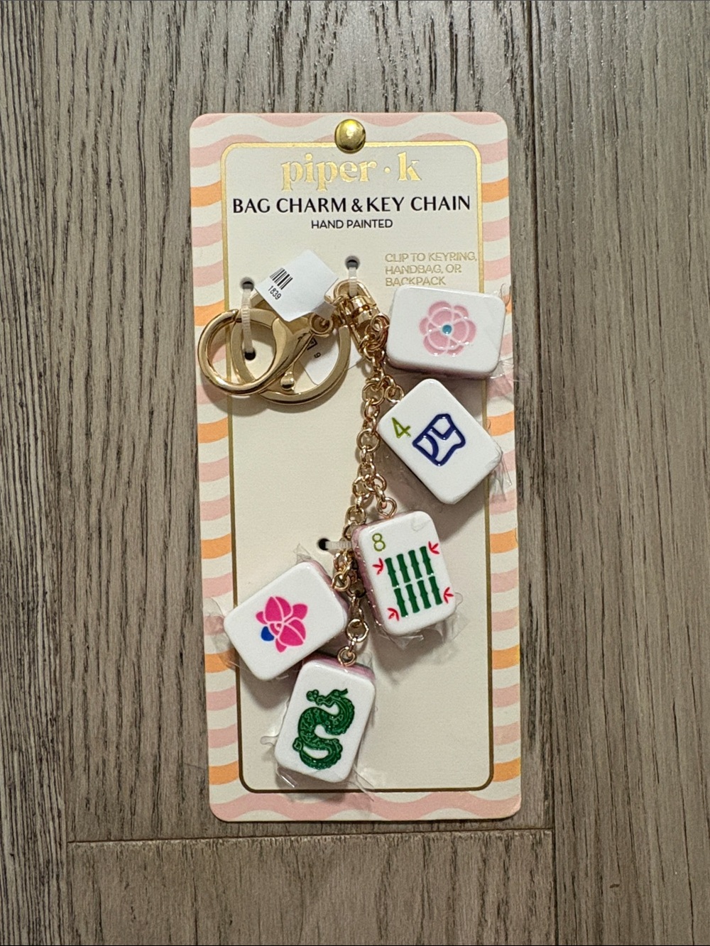 Piper K Mahjong Tile Keychain Bag Charm
